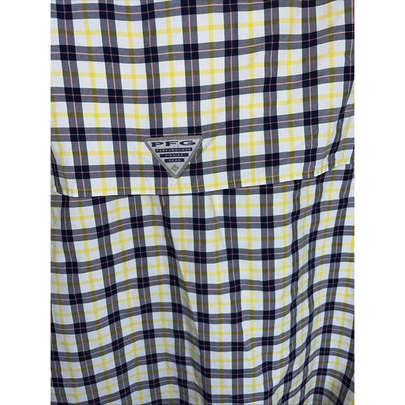 Columbia Super Bahama Plaid Fishing Shirt Short Sleeve Button Front Mens XL Blue - Picture 9 of 12